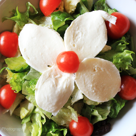 Large zelena salata s motsarela i cheri domati