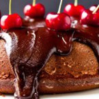 Шоколадов кекс с шоколадова заливка и череши